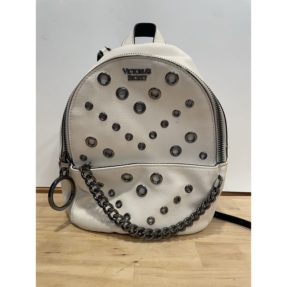 Victoria Secret Metal Rings White Small Backpack